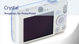  Presentation with digital - PPT theme consisting of mega pixels - digital camera rear view isolated background and a sky blue colored foreground