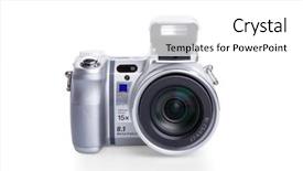  Presentation with digital - Presentation theme consisting of mega pixels - digital photo camera isolated background and a white colored foreground