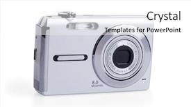  Presentation with digital - PPT theme enhanced with mega pixels - digital photo camera isolated background and a  colored foreground