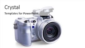  Presentation with digital - Beautiful PPT theme featuring mega pixels - digital photo camera isolated backdrop and a white colored foreground