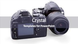 Presentation with white cctv camera on modern - Audience pleasing PPT layouts consisting of mega pixels - digital photo camera isolated backdrop and a  colored foreground