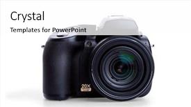  Presentation with white cctv camera on modern - Theme featuring mega pixels - digital photo camera isolated background and a white colored foreground