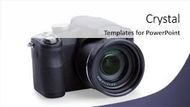  Presentation with white cctv camera on modern - PPT theme consisting of mega pixels - digital photo camera isolated background and a white colored foreground