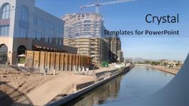  Presentation with development - Colorful presentation design enhanced with mega projects - major office and condo development backdrop and a light blue colored foreground