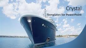  Presentation with luxury yacht - Slides featuring mega wealth - gigantic big luxury motor boat background and a light blue colored foreground