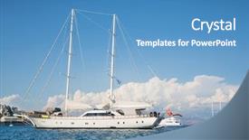  Presentation with sailing ship - Audience pleasing presentation design consisting of mega wealth - huge sailing ship with two backdrop and a teal colored foreground