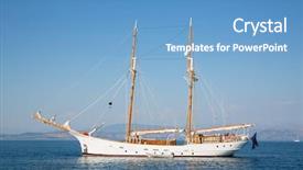  Presentation with sailing ship - Presentation design featuring mega wealth - huge sailing ship with two background and a teal colored foreground