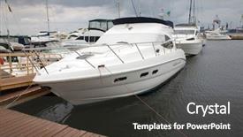  Presentation with luxury yacht - Presentation theme consisting of mega wealth - large luxury yacht anchored odessa background and a dark gray colored foreground