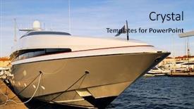  Presentation with luxury yacht - Colorful presentation theme enhanced with mega wealth - large luxury yacht anchored backdrop and a light blue colored foreground