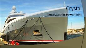  Presentation with luxury yacht - Audience pleasing presentation theme consisting of mega wealth - large luxury yacht anchored backdrop and a light blue colored foreground