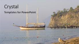  Presentation with luxury yacht - Presentation theme having mega wealth - large luxury yacht background and a light gray colored foreground