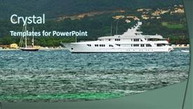  Presentation with luxury yacht - Presentation featuring mega wealth - luxury yacht at the mediterranean background and a ocean colored foreground
