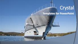  Presentation with luxury yacht - Audience pleasing slide set consisting of mega wealth - rich - front view backdrop and a teal colored foreground