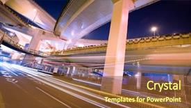  Presentation with megacity - Theme having megacity highway at night background and a tawny brown colored foreground