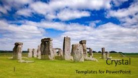  Presentation with stonehenge - PPT theme featuring megalith stones of ancient prehistoric background and a gold colored foreground