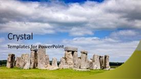  Presentation with stonehenge - Audience pleasing PPT theme consisting of megalith stones of ancient prehistoric backdrop and a light blue colored foreground