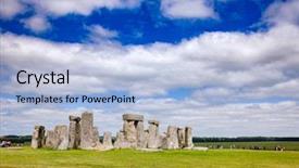  Presentation with stonehenge - Colorful slide set enhanced with megalith stones of ancient prehistoric backdrop and a light blue colored foreground