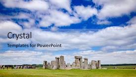  Presentation with west world - Presentation theme featuring megalith stones of ancient prehistoric background and a light blue colored foreground