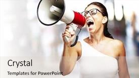  Presentation with middle ages portrait - Amazing slide deck having purchase power - portrait of middle aged woman backdrop and a lemonade colored foreground