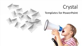  Presentation with pink white - Audience pleasing PPT theme consisting of megaphone isolated on white spam backdrop and a white colored foreground