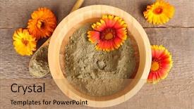  Presentation with mehandi - Amazing PPT theme having mehandi - dry henna powder in bowl backdrop and a coral colored foreground