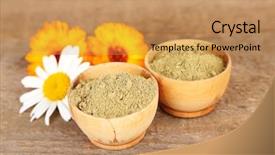  Presentation with mehandi - Theme consisting of mehandi - dry henna powder in bowls background and a coral colored foreground