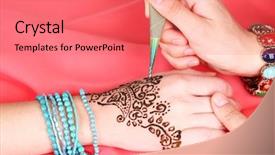  Presentation with process - Beautiful slides featuring mehensdi - process of applying mehndi backdrop and a coral colored foreground