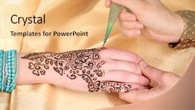  Presentation with purification process - Theme with mehensdi - process of applying mehndi background and a yellow colored foreground