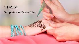  Presentation with sewing process close up - PPT layouts featuring mehensdi - process of applying mehndi background and a lemonade colored foreground