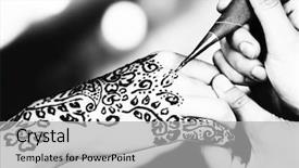  Presentation with process - Audience pleasing PPT theme consisting of mehensdi - process of applying mehndi backdrop and a light gray colored foreground