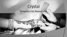  Presentation with process - Amazing PPT theme having mehensdi - process of applying mehndi backdrop and a light gray colored foreground