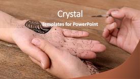  Presentation with sewing process close up - Presentation theme with mehensdi - process of applying mehndi background and a coral colored foreground