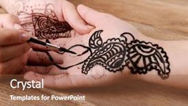  Presentation with process instrumentation - Presentation theme consisting of mehensdi - process of applying mehndi background and a tawny brown colored foreground