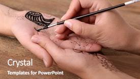  Presentation with sewing process close up - Colorful presentation theme enhanced with mehensdi - process of applying mehndi backdrop and a coral colored foreground