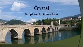  Presentation with bridge - Colorful slide deck enhanced with mehmed pasha sokolovic bridge xvi century historic bridge over drina river in visegrad bosnia and herzegovina backdrop and a light blue colored foreground