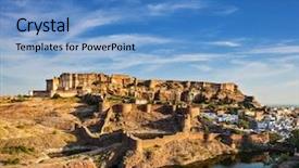  Presentation with jodhpur - PPT theme with mehrangarh fort and padamsar talab and ranisar talab lakes jodhpur rajasthan india background and a teal colored foreground