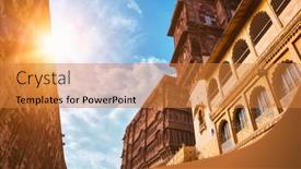  Presentation with india fort - Slide deck with mehrangarh-fort-in-jodhpur-india background and a gold colored foreground