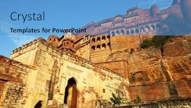  Presentation with india fort - Amazing presentation theme having mehrangarh-fort-in-jodhpur-rjasthan backdrop and a teal colored foreground