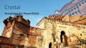  Presentation with india fort - Colorful slide set enhanced with mehrangarh-fort-in-jodhpur-rjasthan backdrop and a light blue colored foreground