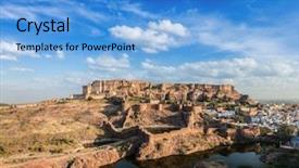  Presentation with jodhpur - Theme having mehrangarh fort jodhpur rajasthan india background and a teal colored foreground