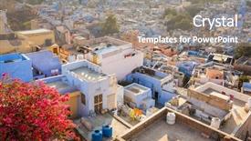  Presentation with city india - Beautiful presentation theme featuring mehrangarh fort rajasthan india backdrop and a gray colored foreground