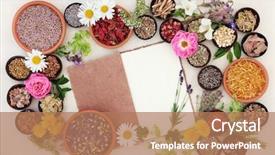  Presentation with health-care - PPT theme having meidcine food - health care using herbal medicine background and a coral colored foreground