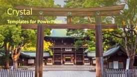  Presentation with tokyo - Presentation design consisting of meiji-shrine-in-tokyo-japan background and a tawny brown colored foreground