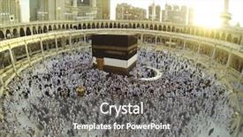  Presentation with kaaba mecca - PPT theme featuring mekka - muslim people praying at kaaba background and a gray colored foreground