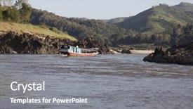  Presentation with mekong - Cool new PPT layouts with mekong landscape laos backdrop and a gray colored foreground