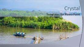  Presentation with mekong - Presentation design consisting of mekong-river-in-north background and a light blue colored foreground