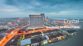  Presentation with malaysia - Slide deck having melaka-malaysia-city-skyline background and a teal colored foreground