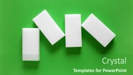  Presentation with magic - PPT theme with melamin-magic-sponge-cleaning-equipment background and a forest green colored foreground