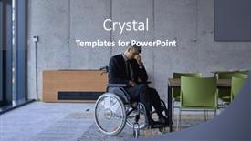  Presentation with sad - Presentation theme enhanced with melancholic-businessman-in-a-wheelchair background and a gray colored foreground