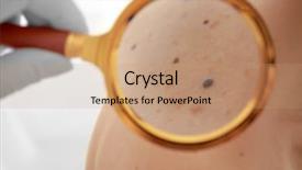  Presentation with melanoma - Presentation design enhanced with melanoma - dermatologist looking at patient's birthmarks background and a coral colored foreground